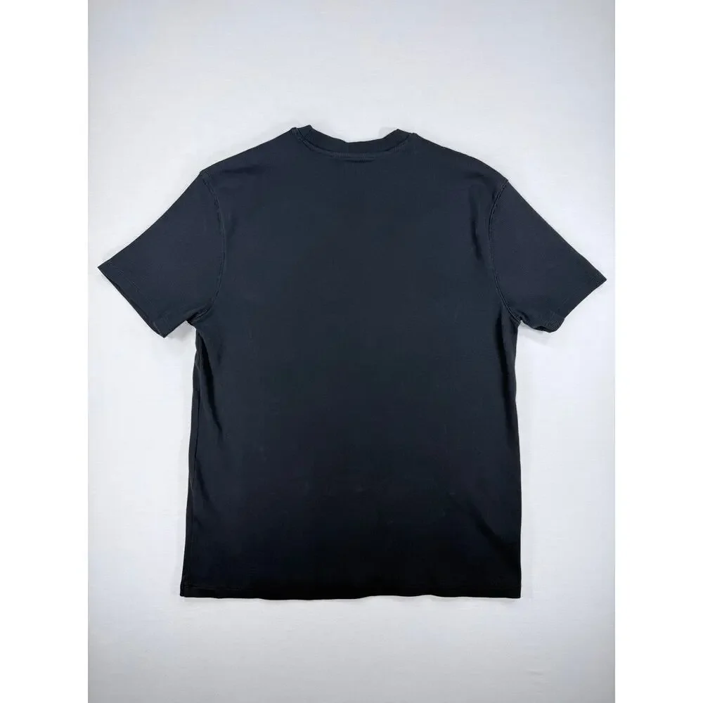 Banana Republic Men's Large Mini Rib Short Sleeve Crew Neck T-Shirt Black